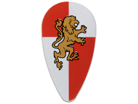 Щит Lego Minifigure, Shield Ovoid with Gold Lion on Red and White Quarters Background Pattern 2586px19